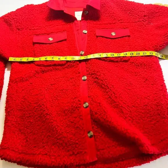 Thread & Supply Wubby Button Up Shacket Jacket Size M Medium Red - Picture 7 of 9